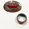 Broche en ring geëmailleerde set in mooie rode kleur